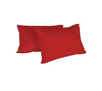 MAX Color Pareja de Fundas de Almohada, 100% Algodón, Rojo, 52 X 82 Cm