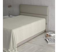 MAX Color - Sábana encimera, 100% algodón, Color Liso, Crema, Individual 150 x 300 cm