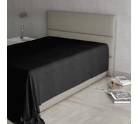 MAX Color - Sábana encimera, 100% algodón, Color Liso, Negro, Individual 150 x 300 cm