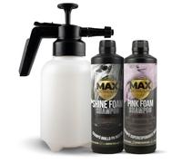 MAX DETAIL-LAB - Foam Pack - Kit Limpieza Coche Champú y Pulverizador Foamer Presión Espuma Activa, Snow Foam Cherry Rosa, Productos Limpieza Exterior Carrocería, Detailing Profesional Auto Moto