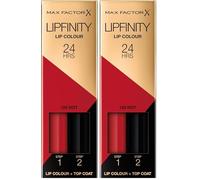 Max Factor LipFinity Lip Colour Lipstick Pintalabios, Tono: 120 Hot - Paso 1: 2.3ml Paso 2: 1.9g (Paquete de 2)
