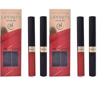 Max Factor LipFinity Lip Colour Lipstick Pintalabios, Tono: 125 So Glamurous - Paso 1: 2.3ml Paso 2: 1.9g (Paquete de 2)
