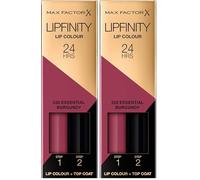 Max Factor LipFinity Lip Colour Lipstick Pintalabios, Tono 330 Essential Burgundy - Paso 1: 2.3ml Paso 2: 1.9g (Paquete de 2)