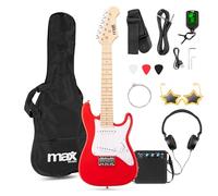 MAX GigKit Junior 1/4 - Guitarra eléctrica infantil con amplificador, funda, afinador, púas y accesorios - kit guitarra y amplificador ideal para niños y niñas de 3 a 7 años - color rojo
