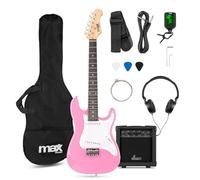 MAX GigKit Junior 3/4 - Guitarra eléctrica infantil con amplificador, funda, afinador, púas y accesorios - kit guitarra y amplificador ideal para niños y niñas de 8 a 12 años - color rosa