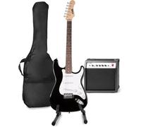 MAX GigKit Kit Guitarra Eléctrica - Kit con amplificador de 40W, soporte, funda acolchada, afinador digital, cable de instrumento, correa ajustable y accesorios - Negro