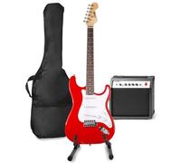 MAX GigKit Kit Guitarra Eléctrica - Kit con amplificador de 40W, soporte, funda acolchada, afinador digital, cable de instrumento, correa ajustable y accesorios - Rojo