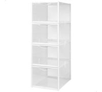 AKTIVE Max Home Cajas de zapatos plástico, Juego de 6 organizadores de almacenamiento, 25x35x18,5 cm, Apilable, Antivuelco, Hasta T.46, Transparente, Caja zapatero plástico, (16551)