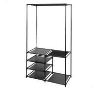 AKTIVE MAX Home Armario Abierto, 87x45x158 cm, con Perchero y 4 estantes de Tela, De Acero, Máx. 11 kg, Vestidor, Dormitorio, Armarios Dormitorio, Estanterías almacenaje, Organizador Ropa (18436)
