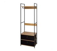 AKTIVE Max Home Armario abierto, 60x40x175 cm, Con perchero y cajones de tela, De acero y madera, Máx. 30 kg, Vestidor, Armarios dormitorio, Estanterías almacenaje, Organizador ropa (18433)