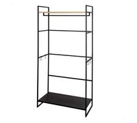 AKTIVE Max Home Armario abierto, 83x39x167 cm, Con perchero, estante, zapatero y ganchos laterales extraíbles, De acero y madera, Máx. 24 kg, Vestidor, Armarios dormitorio, Organizador ropa (18438)