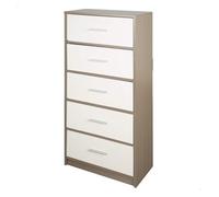 AKTIVE Max Home Cómoda dormitorio multiusos, Gris y blanco, 5 cajones de tela ligeros, 58x30x112 cm, Estructura madera, Sistema de almacenaje, Organización hogar, Decoración, Mueble vestidor (18414)
