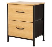 AKTIVE MAX Home Mesita de Noche, 40x30x52 cm, Peso soportado 11 kg, 2 cajones, Madera y Tela, Estructura metálica, Efecto Roble, Cajonera Dormitorio, Muebles habitación (18443)