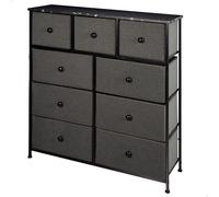 AKTIVE Max Home Cómoda dormitorio multiusos, 6 cajones de tela ligeros, 80x30x62 cm, Estructura acero, Tablero madera, Color gris/negro, Con sistema de nivelación, Organización, Almacenamiento (18408)