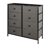 AKTIVE Max Home Cómoda dormitorio multiusos, 8 cajones de tela ligeros, 80x30x81 cm, Estructura acero, Tablero madera, Color gris/negro, Con sistema de nivelación, Organización, Almacenamiento (18410)