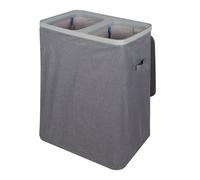 AKTIVE Max Home Cesto ropa sucia doble 100 L, Polietileno, Bolsas extraíbles, Tapa abatible, Asas laterales, Diseño gris oscuro, Clasificar ropa blanca y color, Cesta ropa (12312)