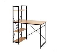 AKTIVE MAX Home Mesa Escritorio con estantería, 100x52x120 cm, 3 estantes, Tablero Madera, Estructura Acero Negro, Oficina y Estudio, Industrial, Patas de nivelación Ajustables, Escritorios (18421)