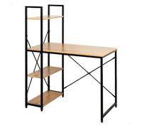 AKTIVE Max Home Mesa escritorio con estantería, 120x64x120 cm, 3 estantes, Tablero madera, Estructura acero negro, Oficina y estudio, Industrial, Escritorios (18420)