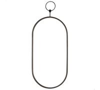 AKTIVE MAX Home Espejo Pared Ovalado 25x50 cm, Enganche metálico Negro, Marco Metal, Cristal, Espejo Decorativo, Fácil fijación (Tornillos no incluidos), Ideal baños, dormitorios (18448)