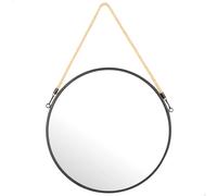 AKTIVE MAX Home Espejo Pared Redondo D55, Cuerda Decorativa, Marco Metal, Cristal, Espejo metálico Negro, Fácil fijación (Tornillos no incluidos), Ideal para baños, dormitorios (18446)