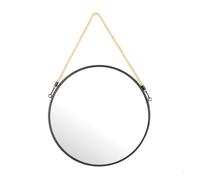 AKTIVE MAX Home Espejo Pared Redondo D38, Cuerda Decorativa, Marco Metal, Cristal, Espejo metálico Negro, Fácil fijación (Tornillos no incluidos), Ideal para baños, dormitorios (18447)