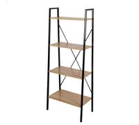 Max Home - Estantería almacenaje, de acero negro y madera, fácil montaje, con sistema de nivelación, estable, resistente y duradera, muebles de salón, estanterías, decoración hogar, librería,