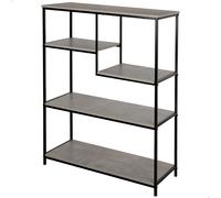 AKTIVE MAX Home Estantería asimétrica Fija, Efecto Cemento Almacenaje, 5 estantes, 75x30x100 cm, Acero y MDF, Fácil Montaje, Resistente, Muebles salón, Estanterías, Decoración (18461)