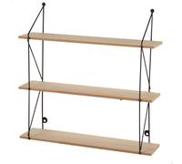AKTIVE MAX Home Estantería de Pared, 50x12x49 cm, Peso máximo 6 kg, 3 baldas, para Colgar, Estructura metálica Negra, Efecto Madera Natural, para salón, Recibidor, Baño, Dormitorio (18471)