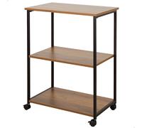 Max Home - Estantería madera con ruedas, almacenaje inteligente, 3 estantes, 48x30x62 cm, acero y MDF resistentes, muebles de salón, estanterías decorativas, decoración hogar, montaje sencillo