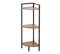 AKTIVE MAX Home Estantería esquinera, 24x24x80 cm, con 3 Niveles, Acero Negro, Madera, Almacenaje, Fácil Montaje, Muebles salón, Dormitorio, Cocina, Estanterías hogar, Decoración,(18453)