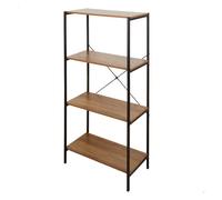 AKTIVE MAX Home Estantería almacenaje, 60x30x120 cm, 4 estantes, Acero y Madera, Fácil Montaje, Resistente, Duradera, Refuerzo Cruzado, Muebles salón, Estanterías Madera, Librería (18455)