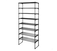 AKTIVE MAX Home Estantería Zapatero, 67x30x160 cm, Peso máximo soportado 24 kg, 4 Niveles, Organizador, Estructura Negra, para Entrada, Dormitorio, Apilable (18815)
