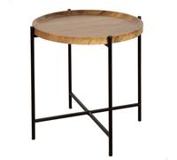 AKTIVE MAX Home Mesa Auxiliar Redonda 41x40 cm, Peso máximo 5 kg, Mesas de Centro, Madera Efecto Natural, Patas metálicas Negras, Diseño Moderno, para salón, Dormitorio, Recibidor (18497)