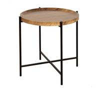 AKTIVE MAX Home Mesa Auxiliar Redonda 41x40 cm, Peso máximo 5 kg, Mesas de Centro, Madera Efecto Natural, Patas metálicas Negras, Diseño Moderno, para salón, Dormitorio, Recibidor (18497)