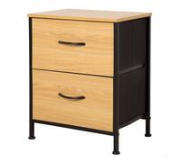 AKTIVE MAX Home Mesita de Noche, 40x30x52 cm, Peso soportado 11 kg, 2 cajones, Madera y Tela, Estructura metálica, Efecto Roble, Cajonera Dormitorio, Muebles habitación (18443)