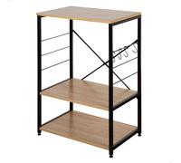 Max Home - Mueble auxiliar de cocina, medidas 60x40x82 cm, de madera y acero, 3 niveles y 4 ganchos laterales, pies ajustables, estable y duradero, armario despensa, soporte microondas, muebles
