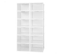 AKTIVE Max Home Cajas de zapatos plástico, Juego de 12 organizadores de almacenamiento, 23x33,5x14,5 cm, Apilable, Antivuelco, Hasta T.44, Transparente, Caja zapatero plástico (112549)