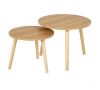 AKTIVE MAX Home Set de 2 mesas auxiliares, D40x44 cm y D50x50 cm, Peso máximo soportado 5kg, Nido, Color Madera, Patas de Madera Natural, para salón, Comedor, Oficina (18511)