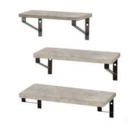 AKTIVE MAX Home Set de 3 estantes de Pared, 42, 34 y 28 cm, Peso máximo 6 kg, Efecto Cemento, Estructura metálica Negra, Flotante, para salón, Dormitorio, Cocina, Oficina, baño (18485)