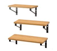 AKTIVE MAX Home Set de 3 estantes de Pared, 42, 34 y 28 cm, Peso máximo 6 kg, con Estructura metálica Negra, Efecto Roble, Decorativa, para salón, Dormitorio, Cocina, Oficina (18484)