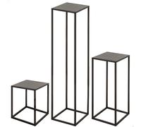 AKTIVE MAX Home Set 3 mesas auxiliares cuadradas 41x40 cm, Peso máx. 3 kg, Mesas de Centro, Madera Gris, Patas metálicas Negras, Moderna, para salón, Dormitorio, Entrada (18516)
