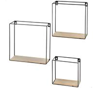 AKTIVE MAX Home Set 4 estanterías de Pared, Carga máxima 6 kg, Decorativas, Rectangulares, Estructura metálica, con baldas, Efecto Madera, para salón, Dormitorio, Oficina, Baño (18470)