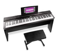 MAX KB6W Set Piano Digital 88 Teclas, Teclado Piano con Mueble y Taburete, Teclas contrapesadas, Conexión USB Midi, Pedal de Sostenido, Banqueta, Piano Digital, Teclado Midi - Negro