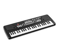 MAX KD49 - Teclado electrónico 49 teclas con batería recargable, micrófono incluido, 16 sonidos y 8 ritmos, función aprendizaje, grabación, USB,portátil y compacto, iniciación musical, color negro