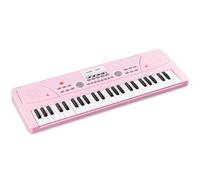 MAX KD49P - Teclado digital de 49 teclas con micrófono color rosa | Batería recargable y diseño portátil, 16 sonidos y 8 ritmos con función de aprendizaje y grabación, compacto y ligero