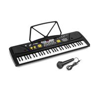 MAX KD61 - Teclado digital de 61 teclas con micrófono color negro | Batería recargable con función de grabación y conexión MIDI USB, como piano para principiantes portátil en casa