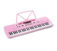 MAX KD61 - Teclado digital de 61 teclas con micrófono color rosa | Batería recargable con función de grabación y conexión MIDI USB, como piano para principiantes portátil en casa