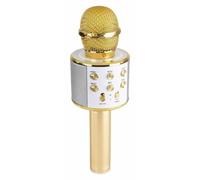 MAX KM01 Micrófono de Karaoke Inalámbrico para Niños con Bluetooth, Altavoces Incorporados, Efecto Eco, Cambiador de Voz, Micro SD, USB, Función Selfie - Dorado