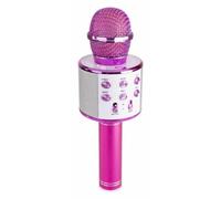 MAX KM01 Micrófono de Karaoke Inalámbrico para Niños con Bluetooth, Altavoces Incorporados, Efecto Eco, Cambiador de Voz, Micro SD, USB, Función Selfie - Rosa