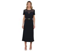 Max Mara Studio - Abito mezza manica con cintura e trasparenza sopra - Dresses - Mujer - Azul - M -
